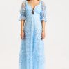 Lace Sweetheart Neck Puff Sleeve Bodycon Maxi Dress