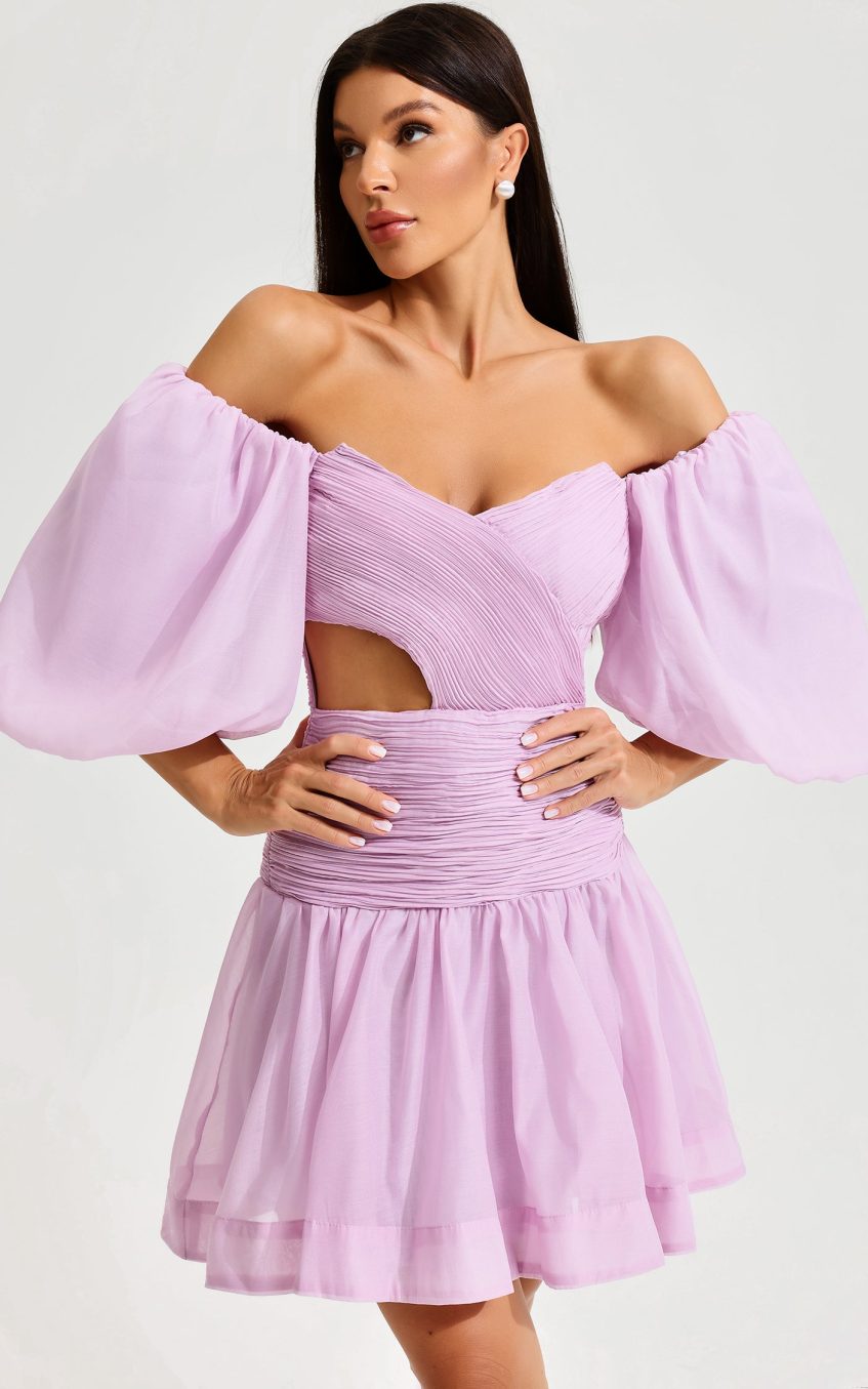 Puff Sleeve Bustier Backless Ruched Mini Dress