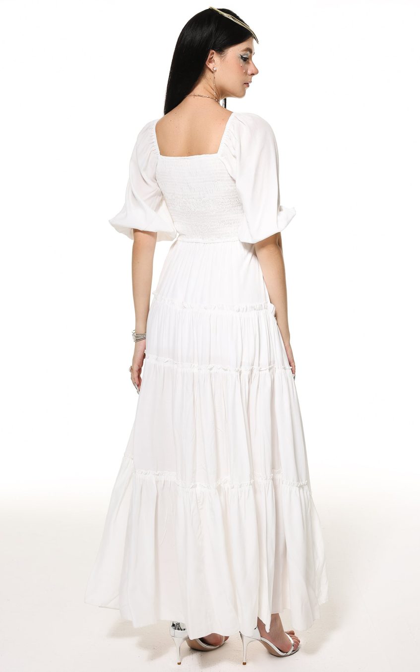 V-Neck Slit Maxi Dress White