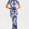Kint Paisley Print Round Neckline Midi Dress