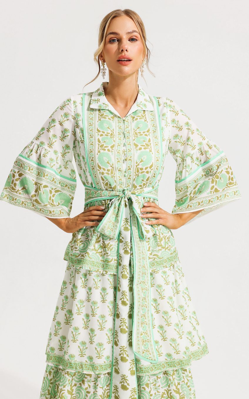 Paisley Single Breasted Midi Dress