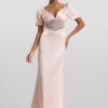 Satin Solid Lace V-Neck Midi Dress