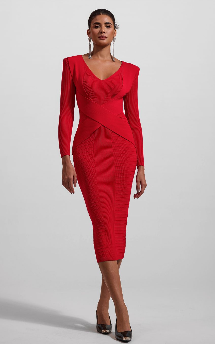 Jersey V-Neck Bodycon Maxi Dress