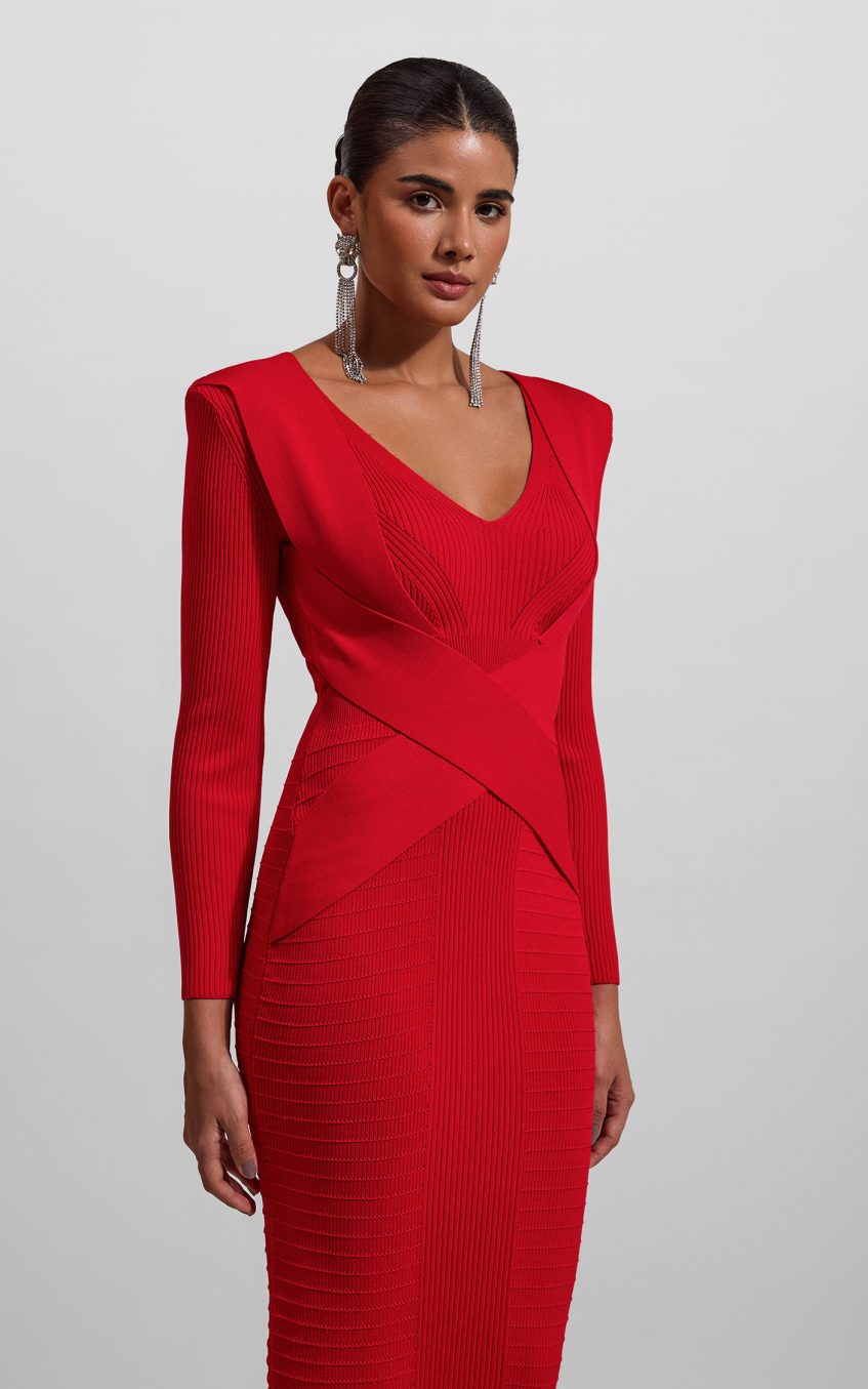 Jersey V-Neck Bodycon Maxi Dress