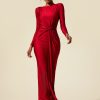 Jersey Solid Ruched Midi Dress