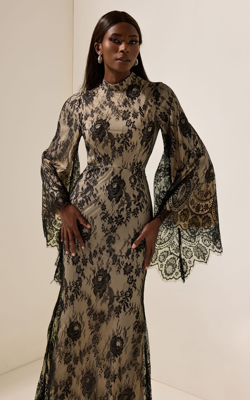 Lace Long Sleeve Midi Dress