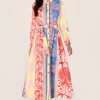 Botanical Print Long Sleeve Midi Dress