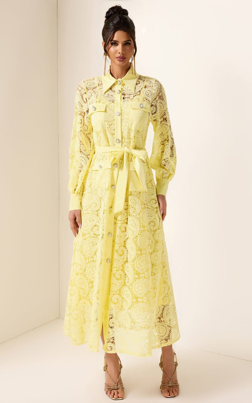 Solid Embroidered Pocket Midi Dress