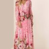 Floral V-Neck Long Sleeve Maxi Dress