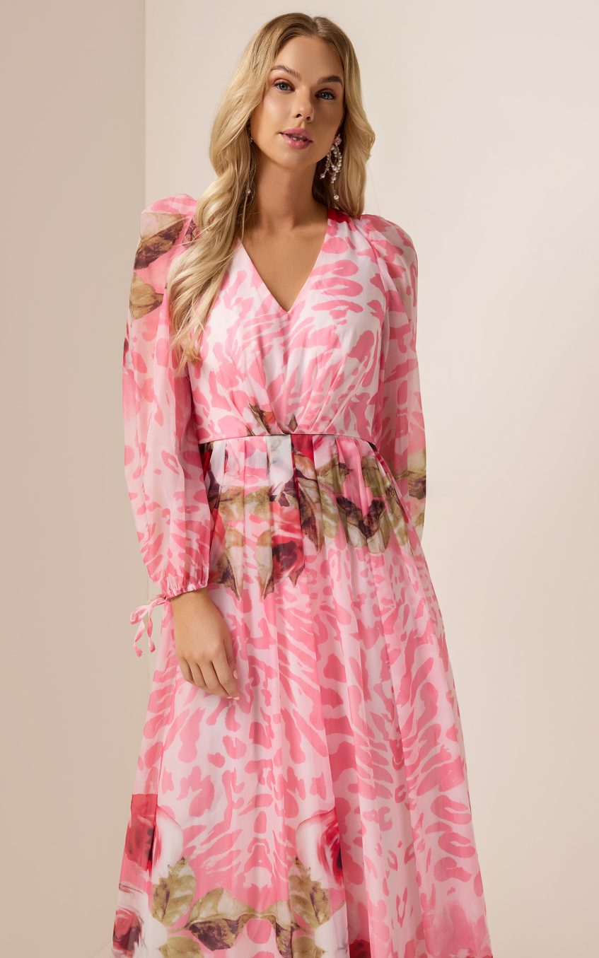 Floral V-Neck Long Sleeve Maxi Dress