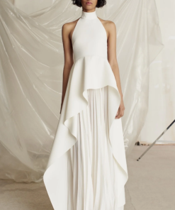 Crew Collar Sleeveless Backless Asymmetric Suit Dress