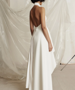 Crew Collar Sleeveless Backless Asymmetric Suit Dress