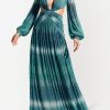 Gradient Lantern Sleeve V-Neck Waistless Maxi Dress