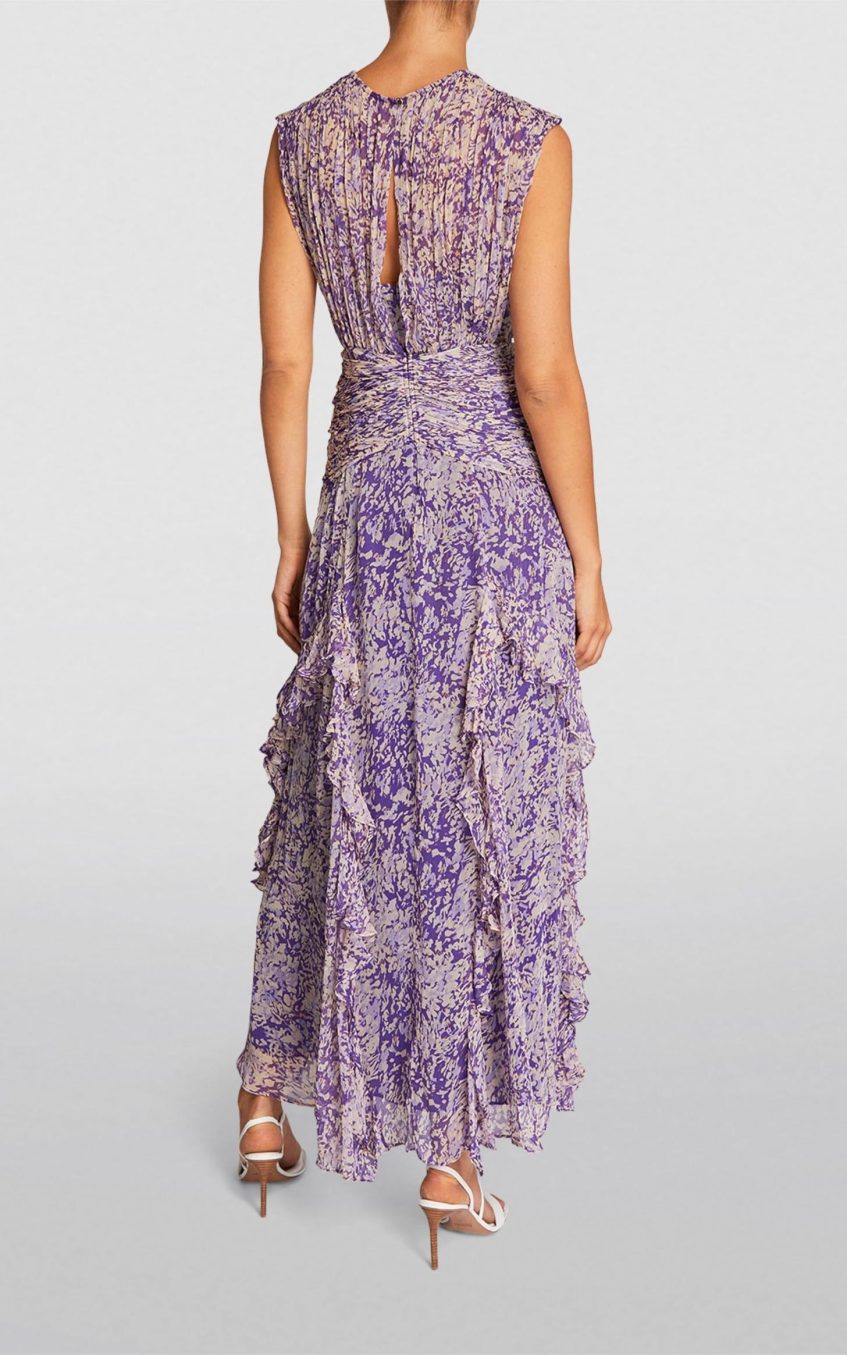 Floral Sleeveless Crew Collar Midi Dress