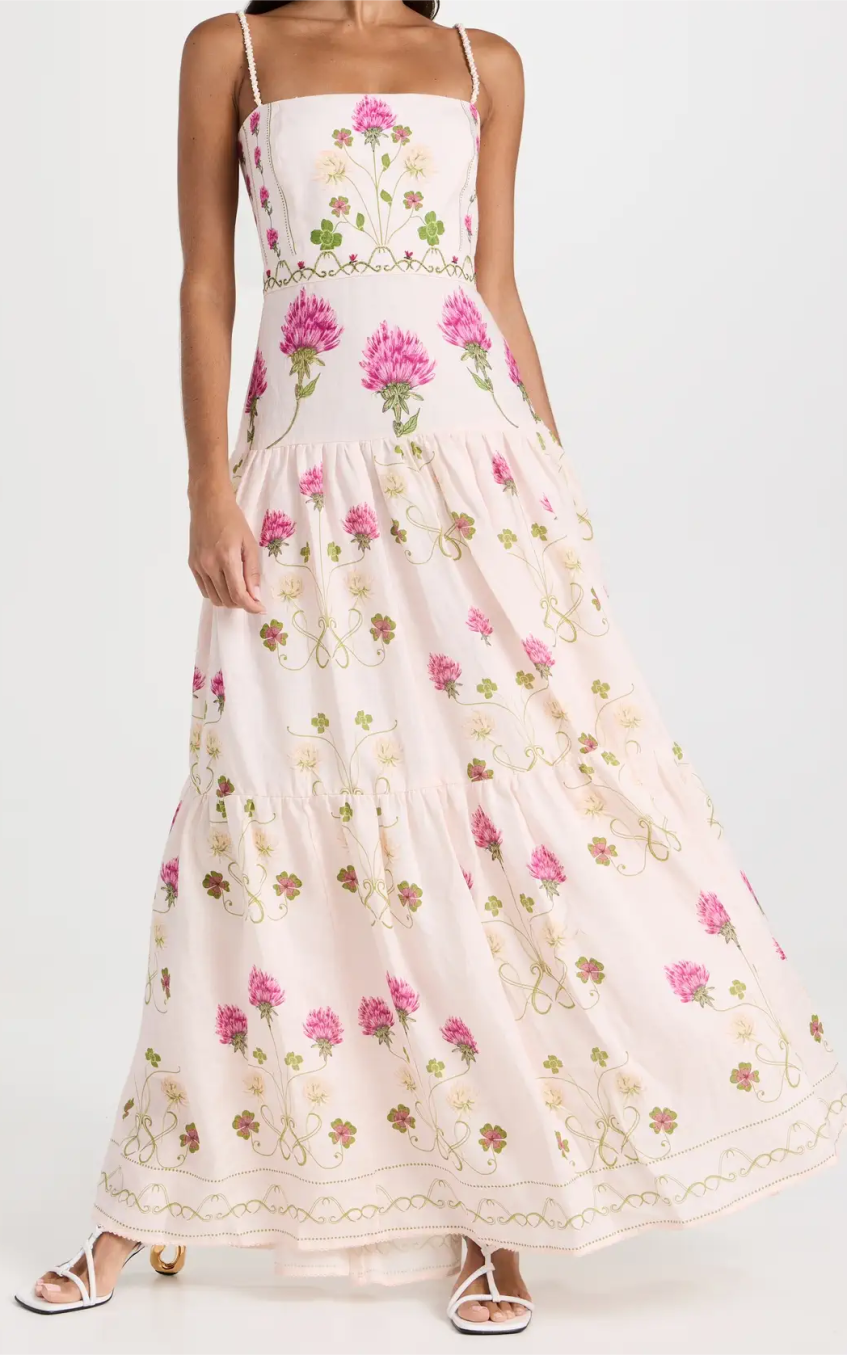 Floral Cami Tapered Waist Midi Dress