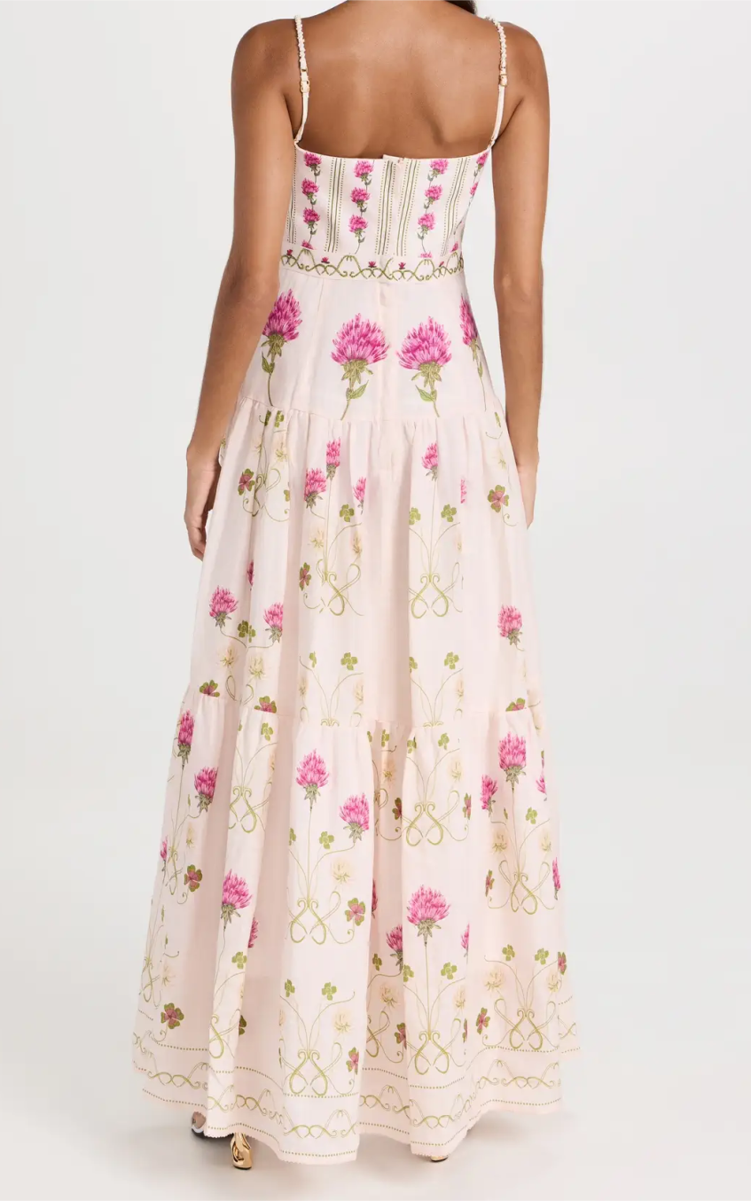 Floral Cami Tapered Waist Midi Dress
