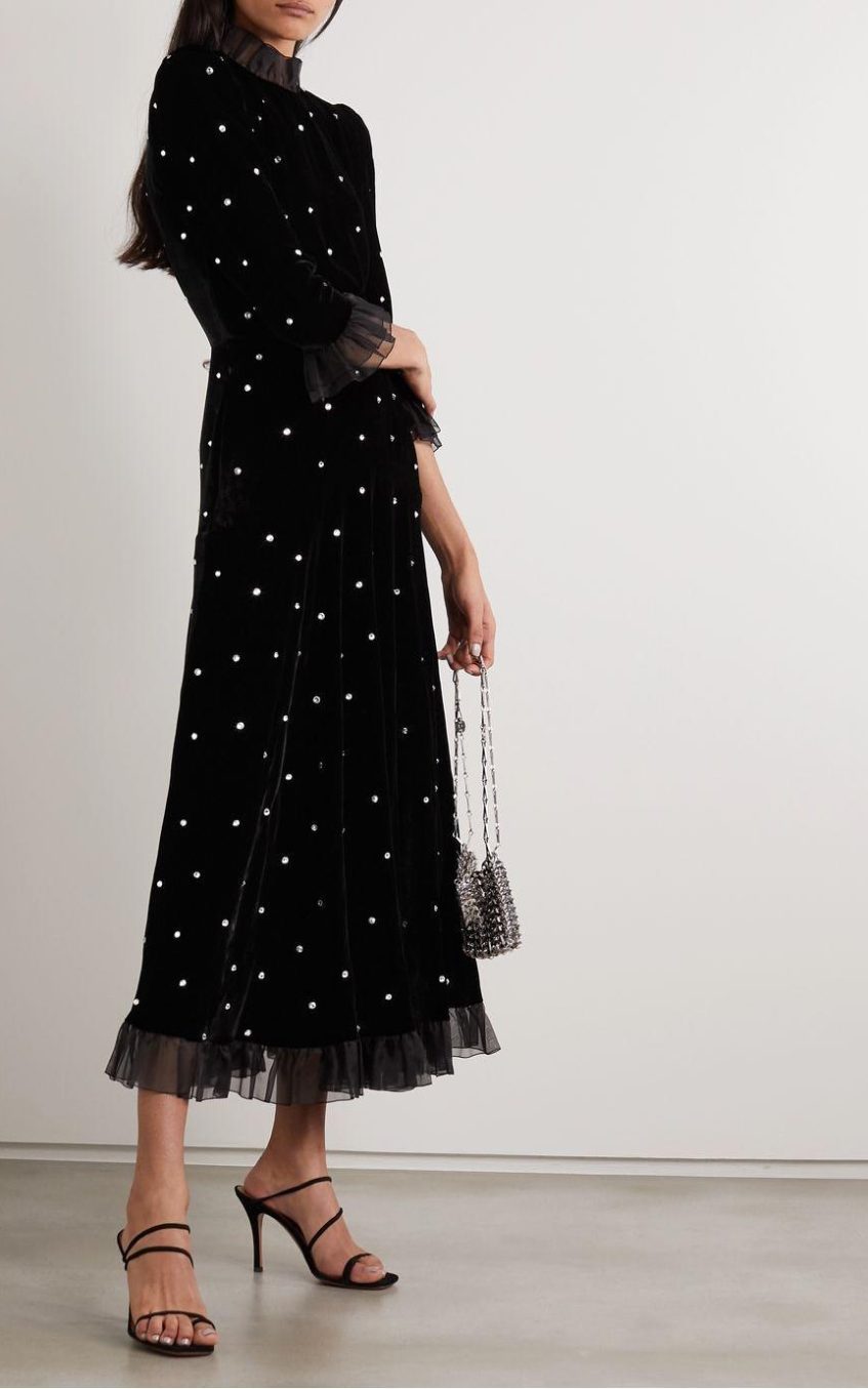 Velvet Mid Sleeve Maxi Dress