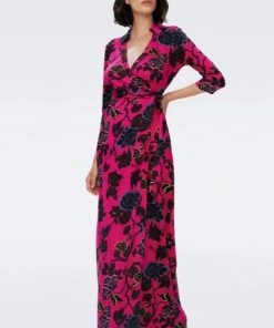 Floral Mid Sleeve Lace Up Wrap Midi Dress