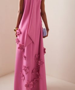 3D Floral High Neck Sleeveless Maxi Dress
