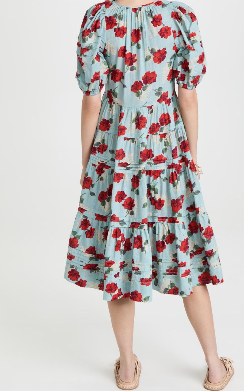 Floral Pleated Bottom Midi Dress