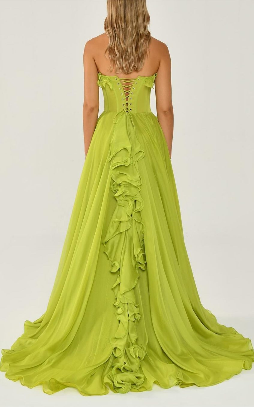 Solid Frill Sweetheart Neck Sleeveless Maxi Dress