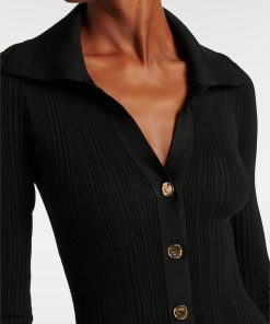 Jersey Solid Button Mermaid Midi Dress