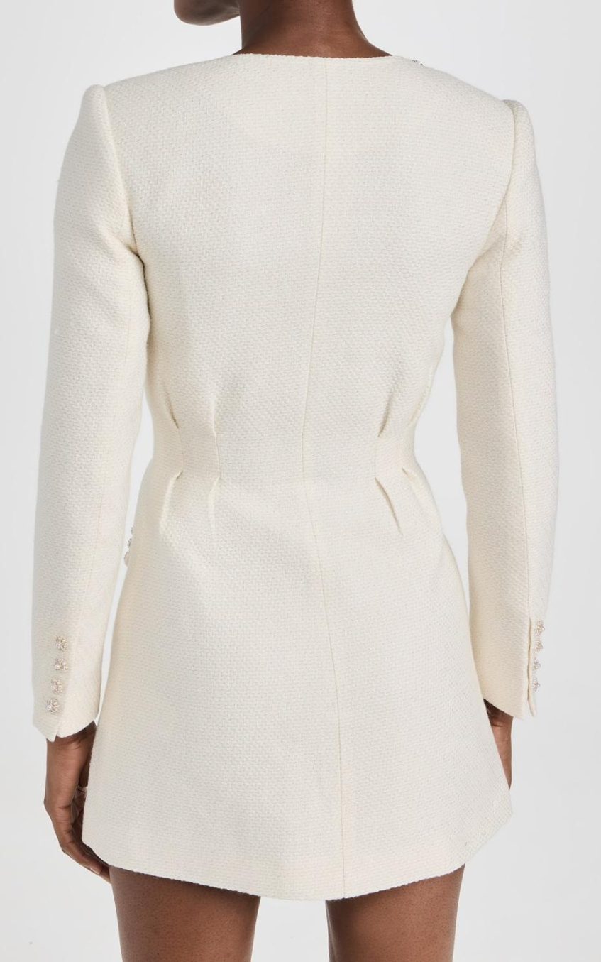 Tweed  Faux Pearl Single Breasted Mini Dress