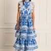 Paisley Print Ruffle Sleeveless Midi Dress