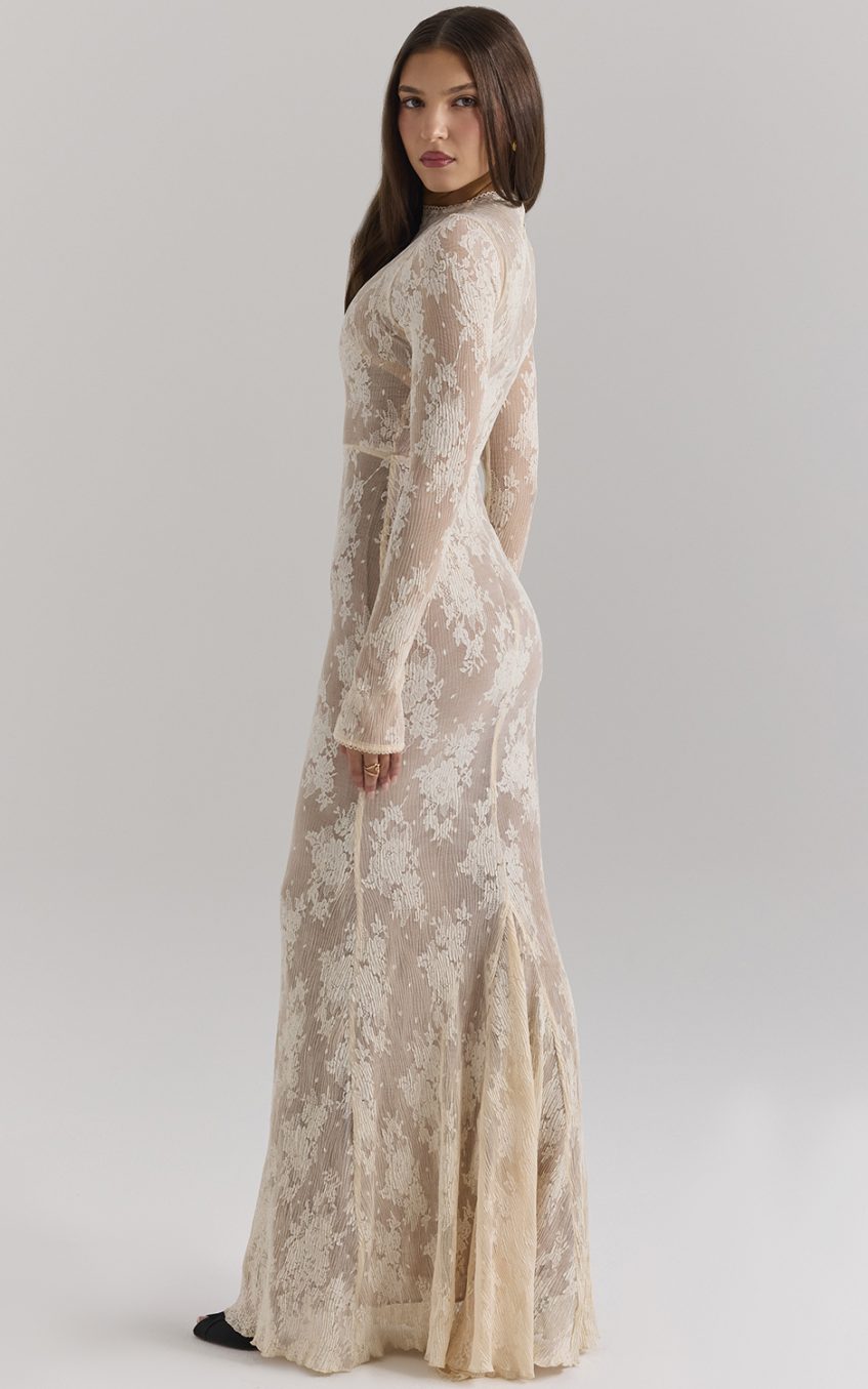 Solid Lace Jersey Maxi Dress