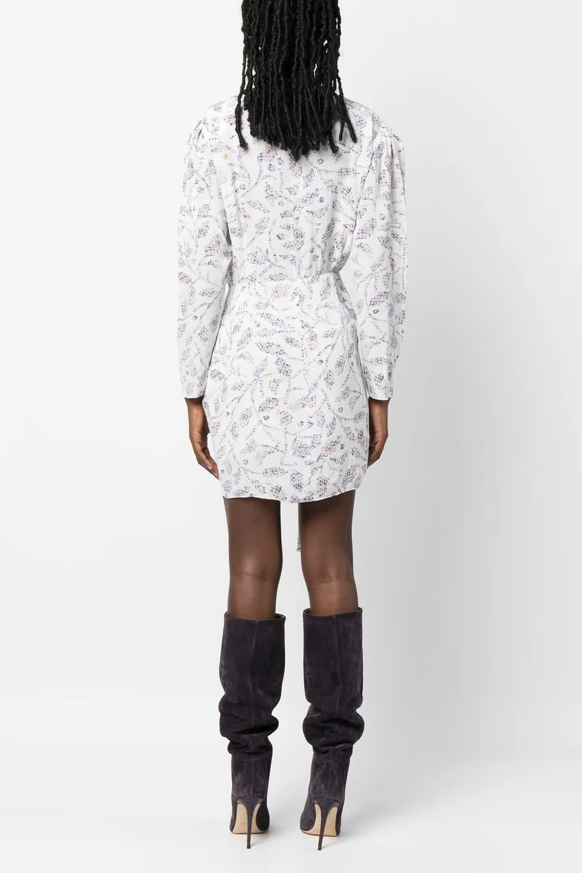 Geometric Pattern Ruched Mini Dress