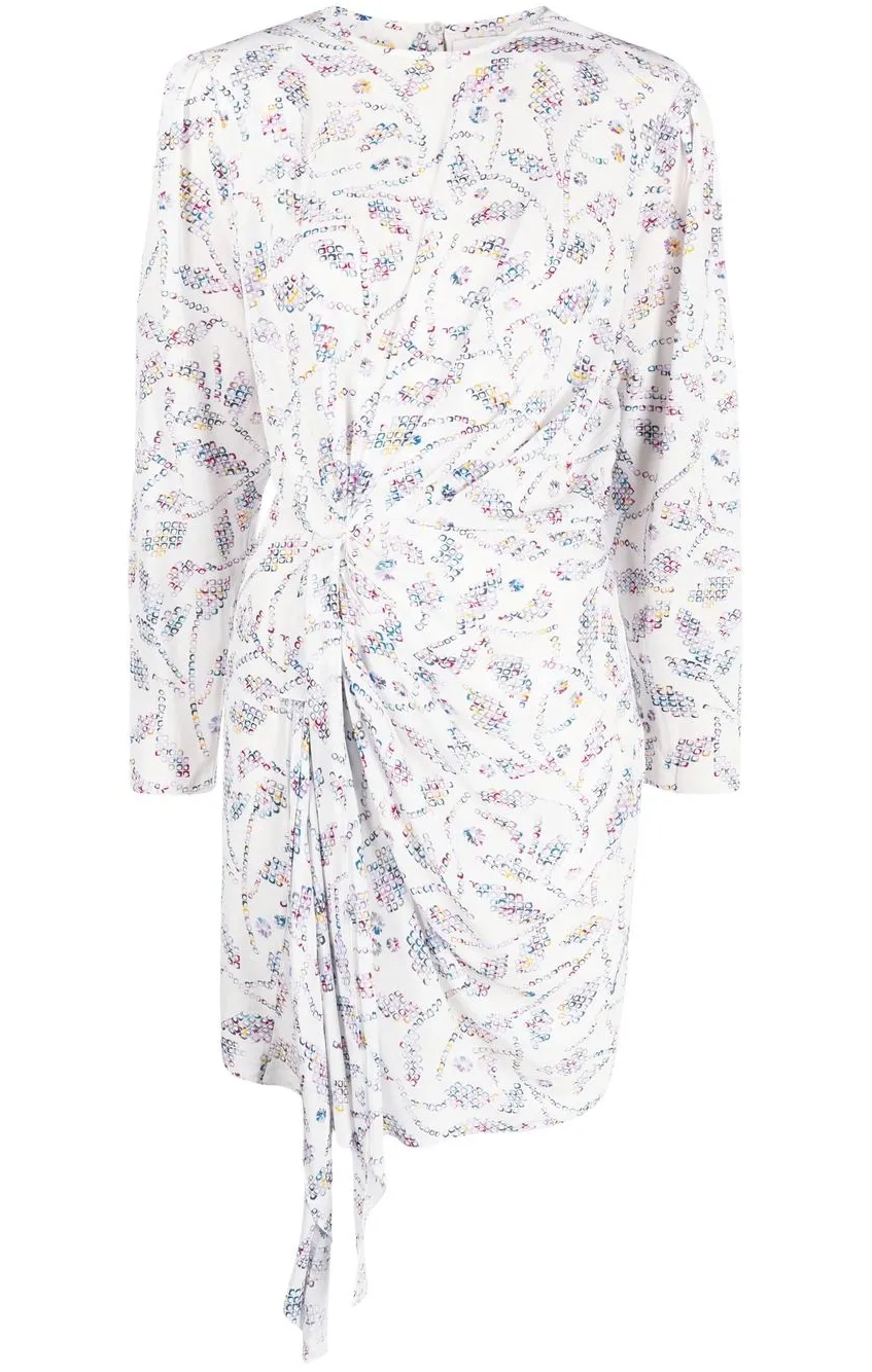 Geometric Pattern Ruched Mini Dress