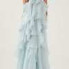 3D Flower Halter Neck Frill Maxi Dress