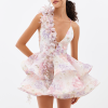 3D Flower Chiffon Ruffle Mini Dress