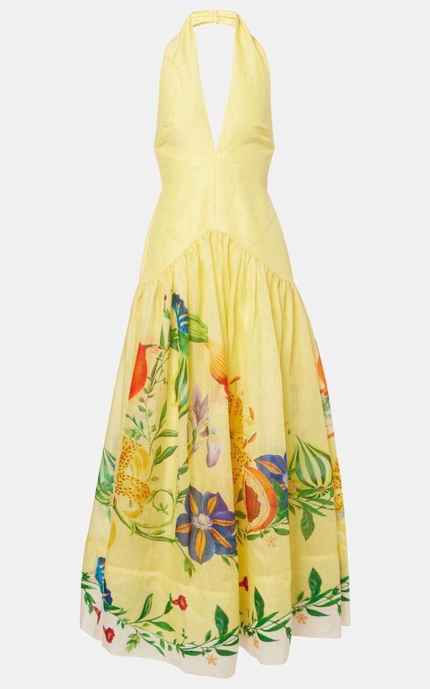 Floral V-Neck Backless Midi Dress