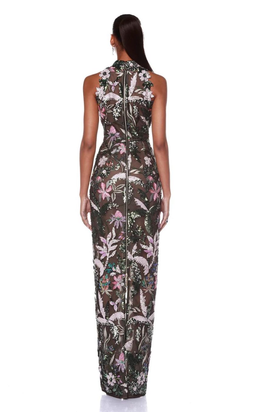 Sequin Embroidered Sleeveless Maxi Dress