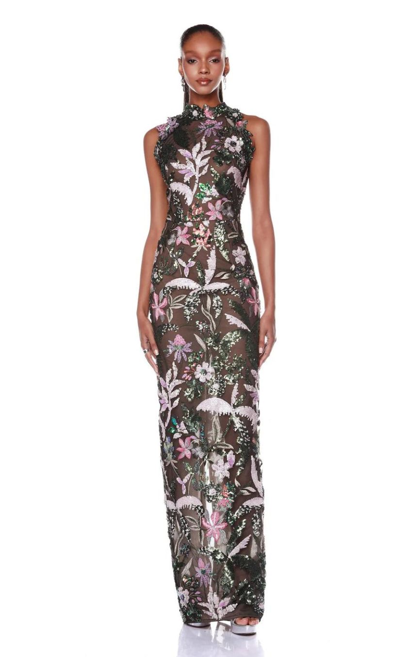 Sequin Embroidered Sleeveless Maxi Dress