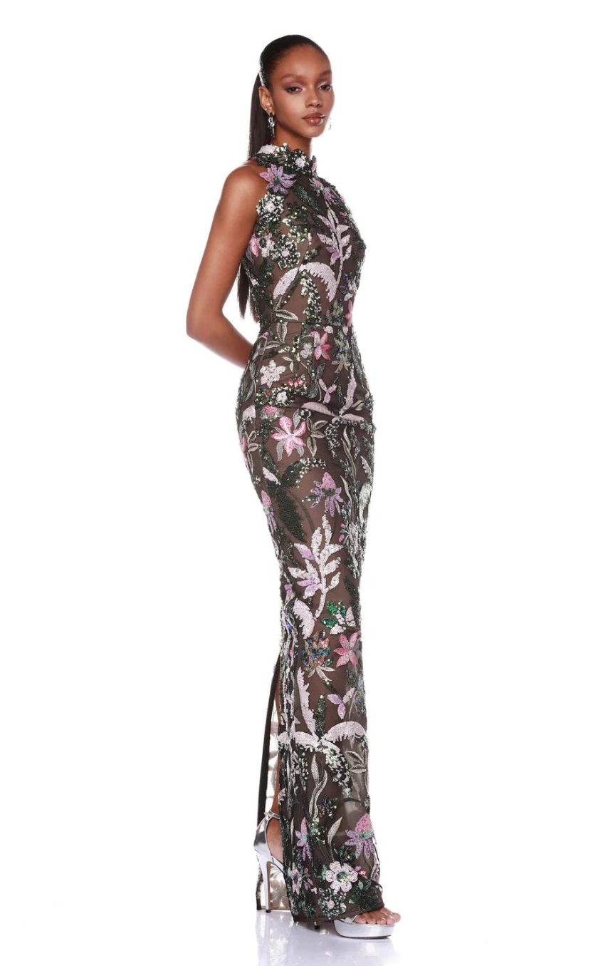 Sequin Embroidered Sleeveless Maxi Dress