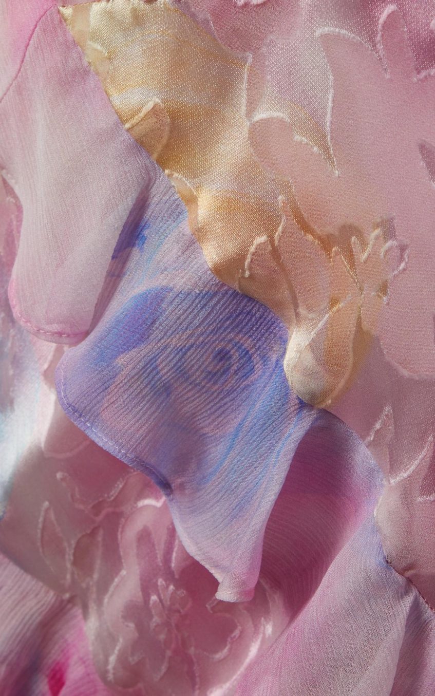 Floral Frill Sweetheart Neck Sleeveless Maxi Dress