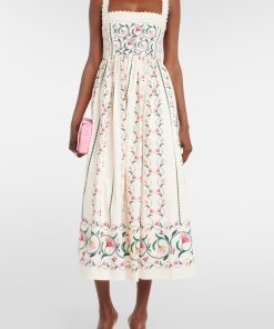 Floral Square Collar Sleeveless Midi Dress