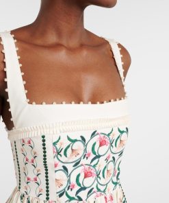 Floral Square Collar Sleeveless Midi Dress