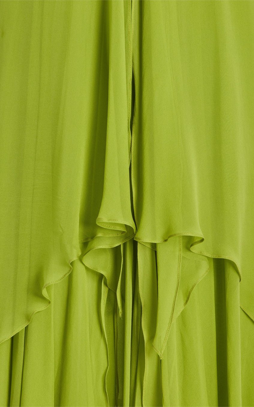 Solid Pleated Cut-Out Maxi Dress