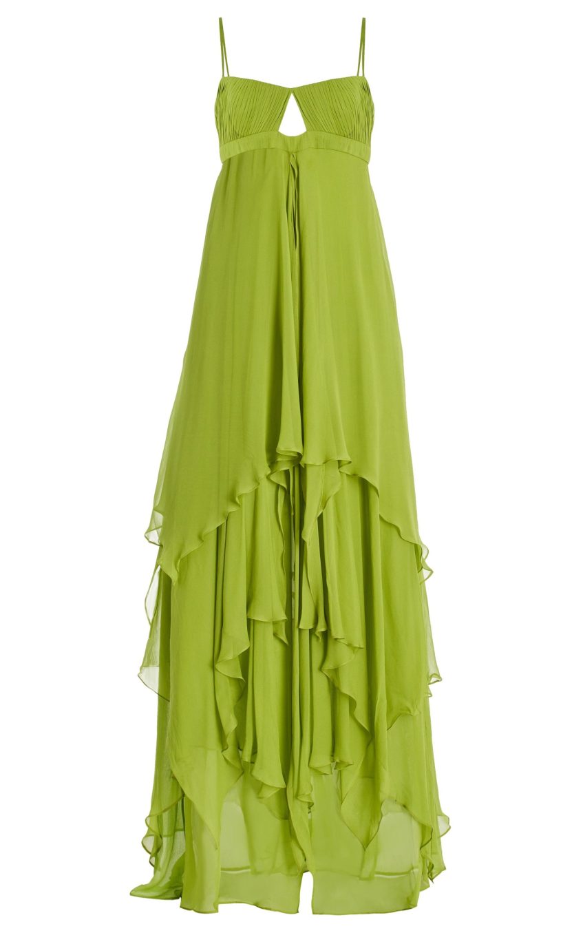 Solid Pleated Cut-Out Maxi Dress